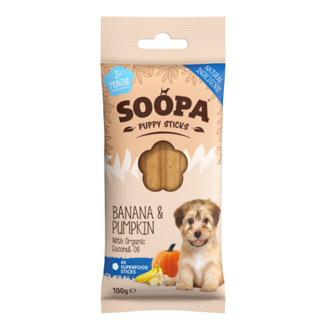 Soopa Puppy Pompoen en Banaan Dental stick - display 10 stuks